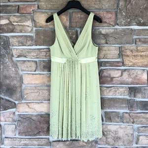 Light Green beaded BCBGMAXAZRIA Silk Dress